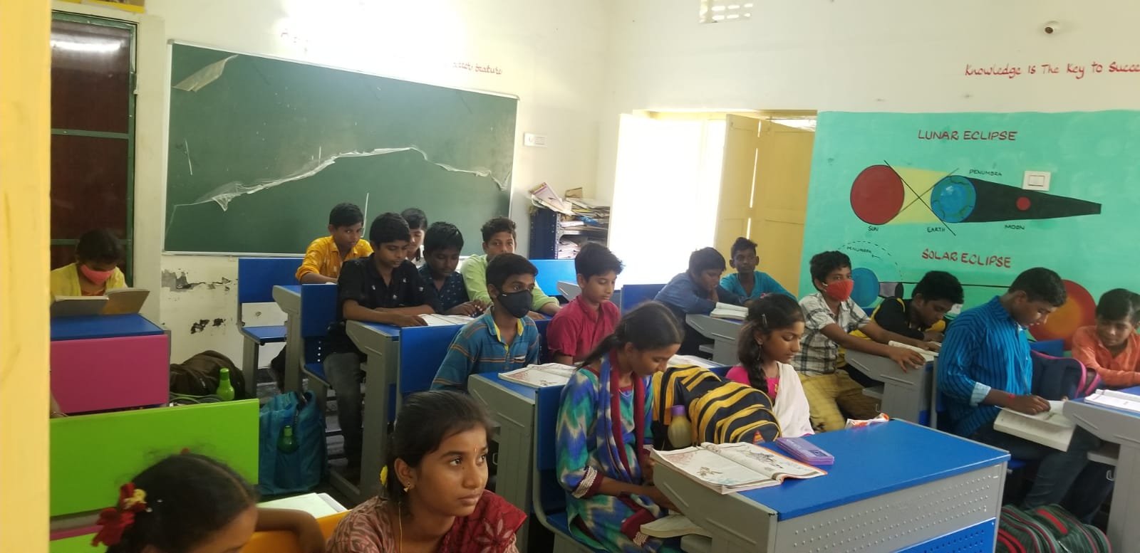 Students in a community learning space
